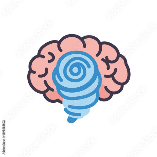 Brainstorm: A visual representation of a human brain, with a vortex in it that is suggestive of mental turmoil and the tempest of thoughts. 
