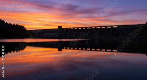 Wallpaper Mural Sunrise over a tranquil dam Torontodigital.ca