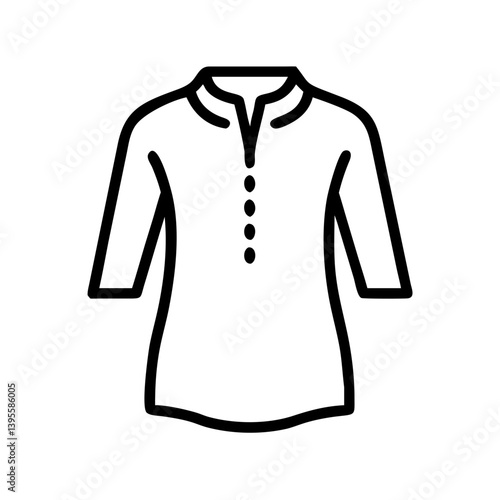 Simple line art tunic design on a white background  
