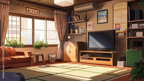 Wallpaper Mural Sunlit Cozy Living Room: Anime-Style Interior Design Torontodigital.ca