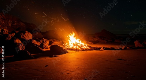 Wallpaper Mural Coastal bonfire at night (1) Torontodigital.ca