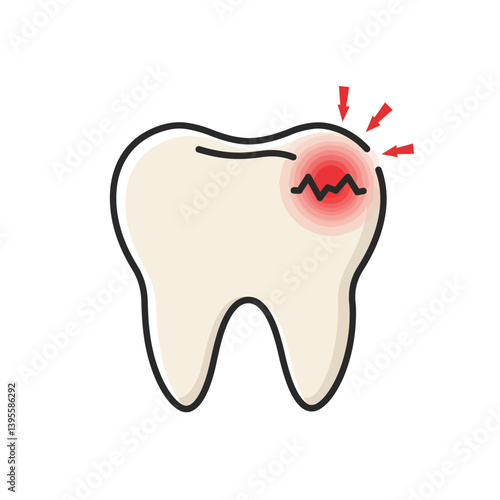 Pain Point: A medical illustration depicts a tooth with a visual representation of pain, emphasizing the concept of dental discomfort.