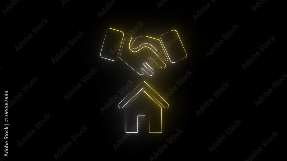 hand with home icon animated on a black background 4k video hand with home icon animated on a black background 4k video