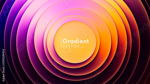 Vibrant layered futuristic gradient design with concentric circles in bright summer colors full of depth and energy. Glowing gradient rings with smooth blending of visual harmony for trendy projects