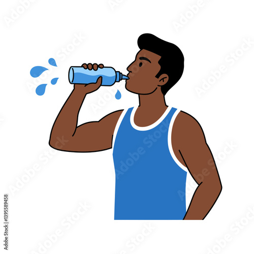 Hydration Illustration: A determined individual rehydrates with a refreshing drink from a portable bottle after strenuous exercise, embodying the essence of health and well-being.
