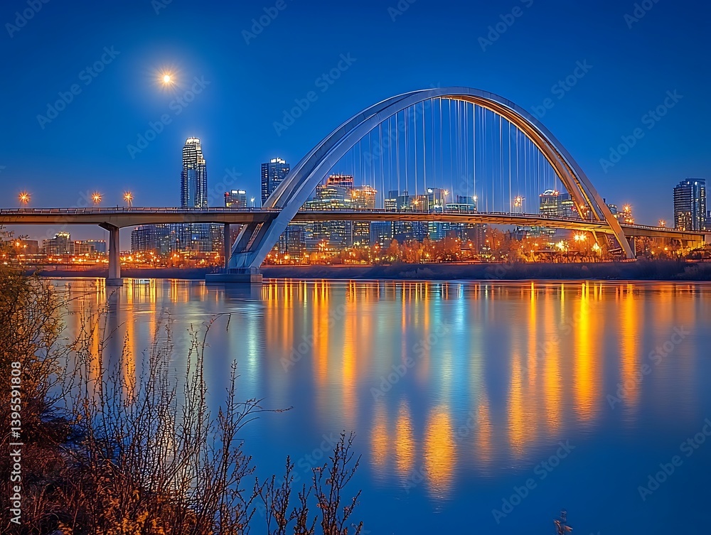 Obraz premium Moonlight Bridge Cityscape