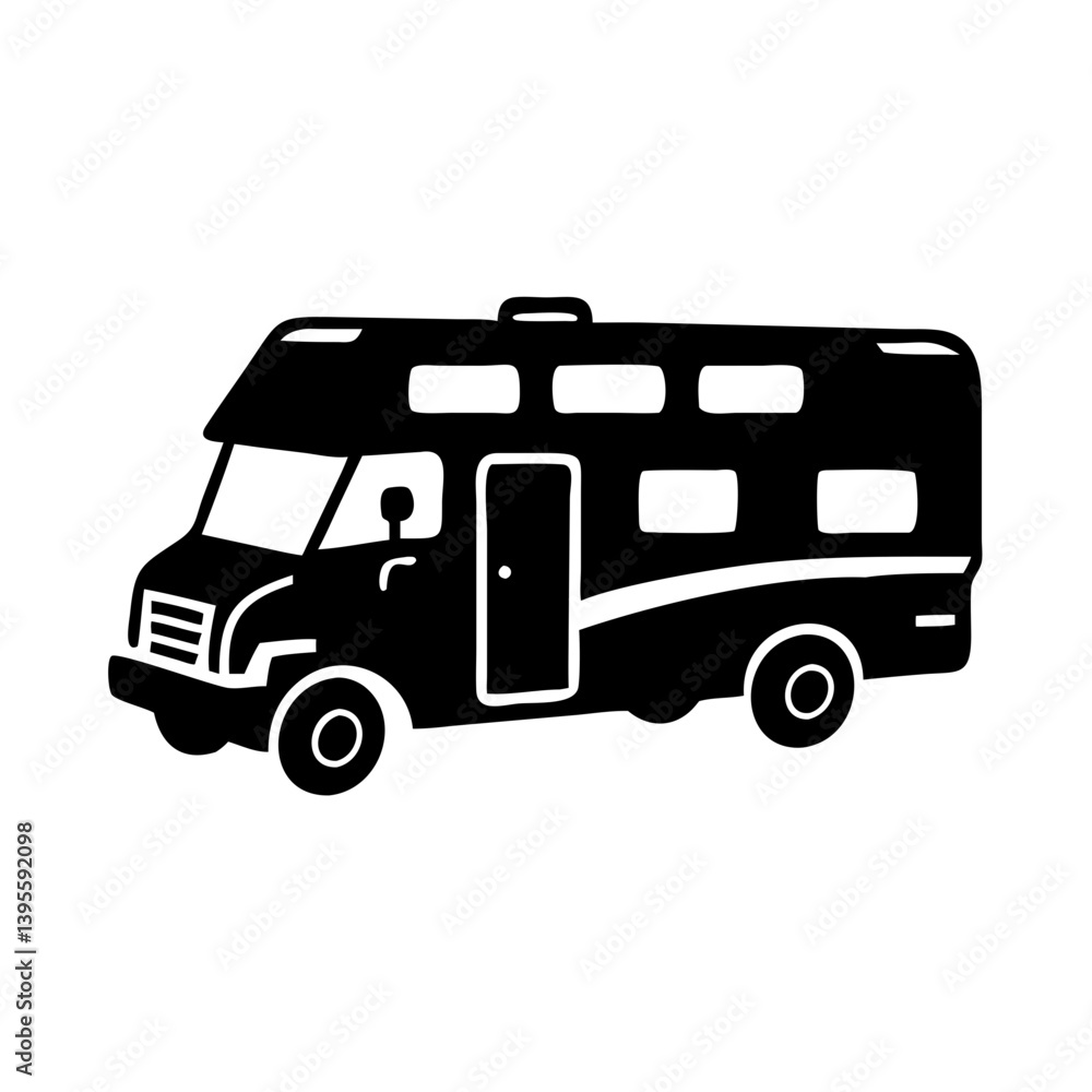 motorhome icon, motorhome silhouette vector illustration-simple silhouette illustration of motorhome, perfect for motorhome logos and icons motorhome icon, motorhome silhouette vector illustration-simple silhouette illustration of motorhome, perfect for motorhome logos and icons