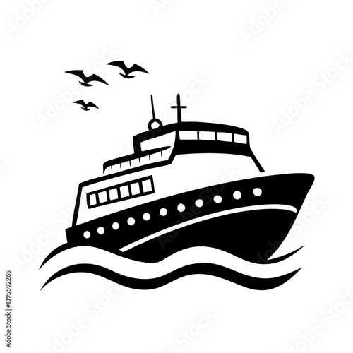 ferry icon, ferry silhouette vector illustration-simple silhouette illustration of ferry, perfect for ferry logos and icons