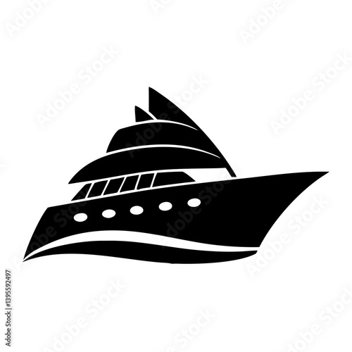 yacht icon, yacht silhouette vector illustration-simple silhouette illustration of yacht, perfect for yacht logos and icons