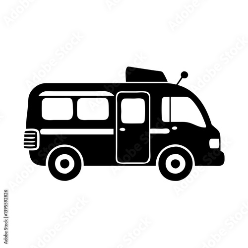 camper van icon, camper van silhouette vector illustration-simple silhouette illustration of camper van, perfect for camper van logos and icons