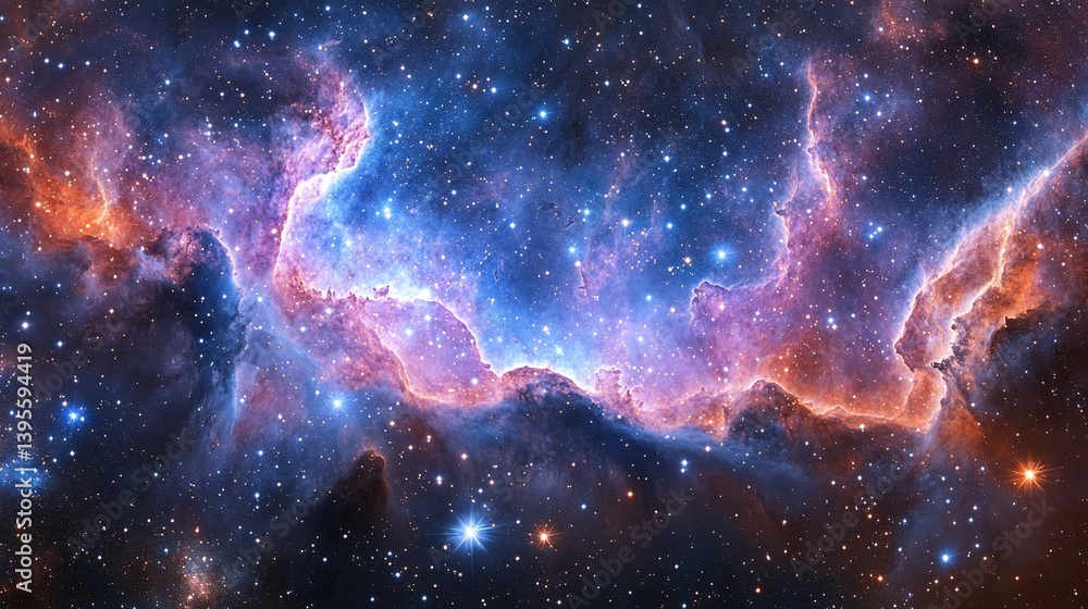 Obraz premium Stunning view of a vibrant nebula in deep space showcasing swirling colors and distant stars