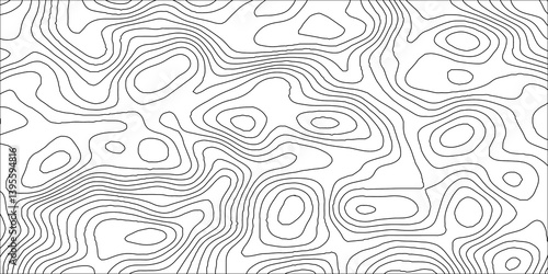 Abstract white contour wave lines topographic background, lines map seamless pattern, modern wallpaper texture and realistic design used for banner and posters, mountain relief geographic pattern.	
