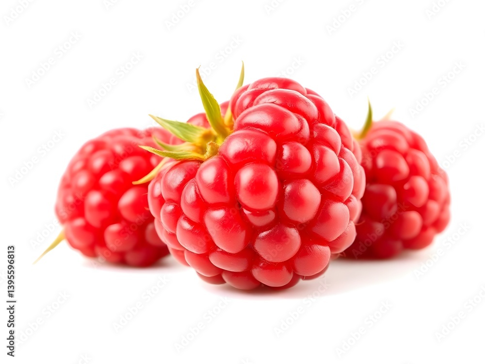 Fresh Ripe Raspberry Isolated on White Background – High-Quality Macro Shot of Red Berry Fresh Ripe Raspberry Isolated on White Background – High-Quality Macro Shot of Red Berry