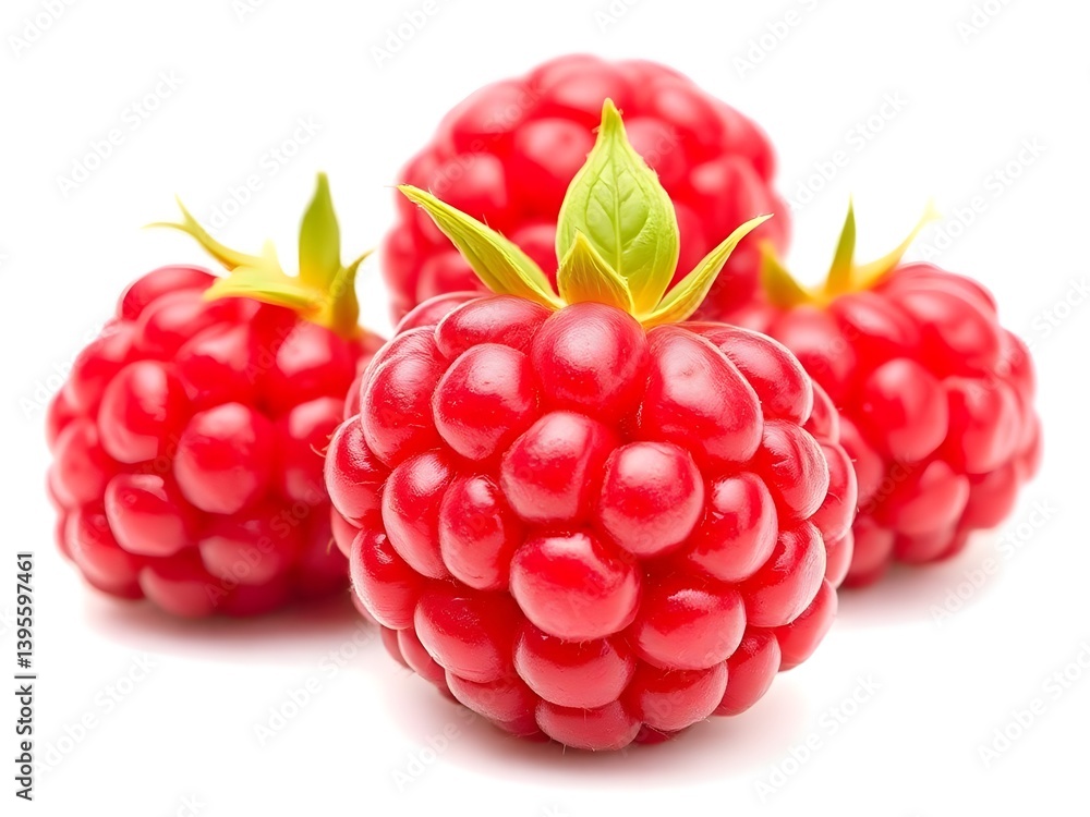 Fresh Ripe Raspberry Isolated on White Background – High-Quality Macro Shot of Red Berry Fresh Ripe Raspberry Isolated on White Background – High-Quality Macro Shot of Red Berry