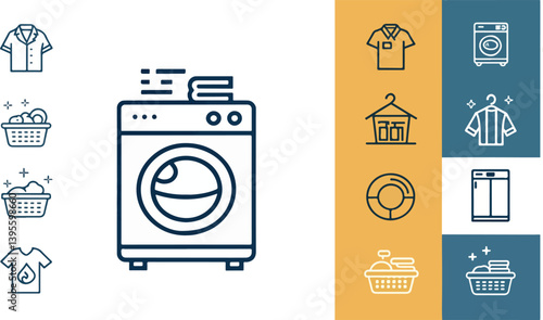 Washing machine vector design, Washing machine logo and icon design, Washing machine Illustration vector design