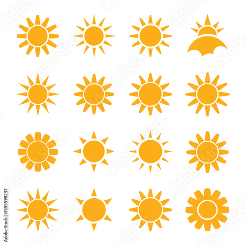Sun simple icons collection. Vector illustration, Sun Logo Design