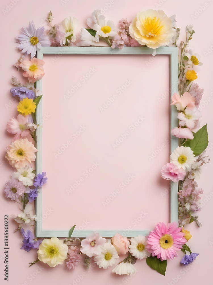 Beautiful Flower Border Frame Background with Blank Center Space for Text Beautiful Flower Border Frame Background with Blank Center Space for Text