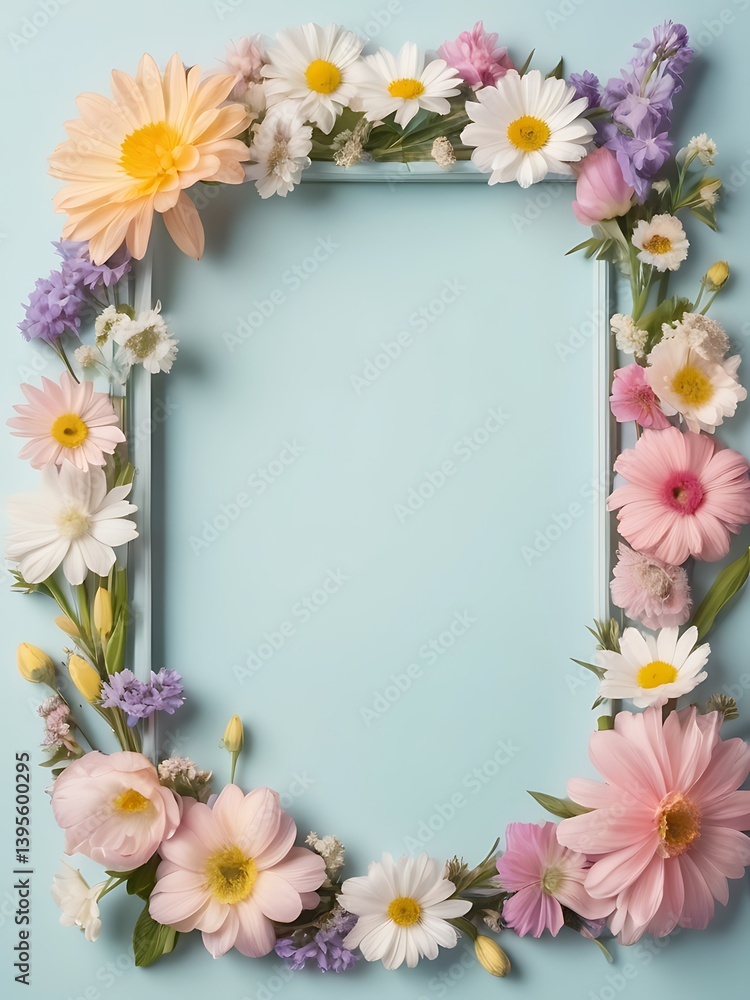 Beautiful Flower Border Frame Background with Blank Center Space for Text Beautiful Flower Border Frame Background with Blank Center Space for Text
