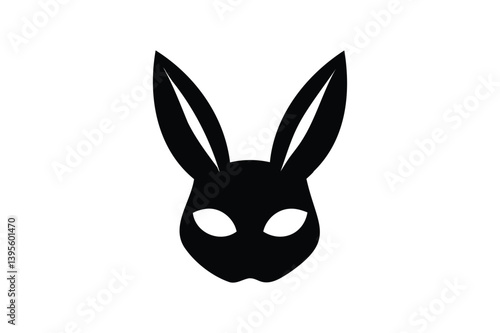 Mask of rabbit logo silhouette on white background