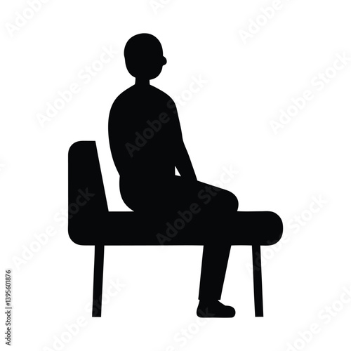 Waiting Area Patient Silhouette Vector | Relaxed Pose in Medical Setting
