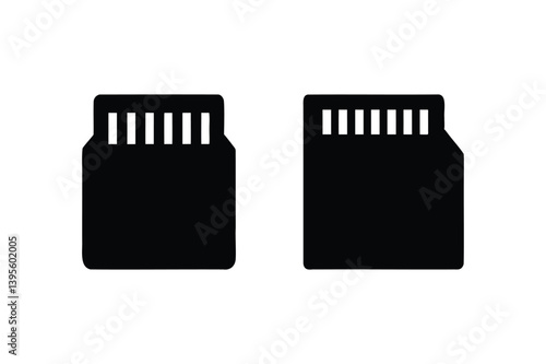Memory card icon silhouette on white background
