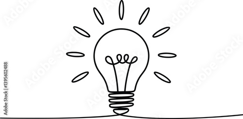 Minimalist Light Bulb Line Art Icon for Ideas and Creativity.