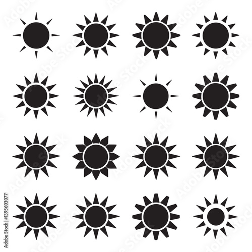 Sun simple icons collection. Vector illustration, Sun Logo Design