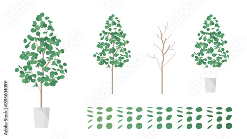 観葉植物のユーカリのイラスト素材セット
