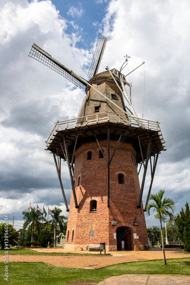 Dutch windmill replica in Holambra, Sao Paulo state. Holambra is the major flower production and dutch immigrant citizens in Brazil.