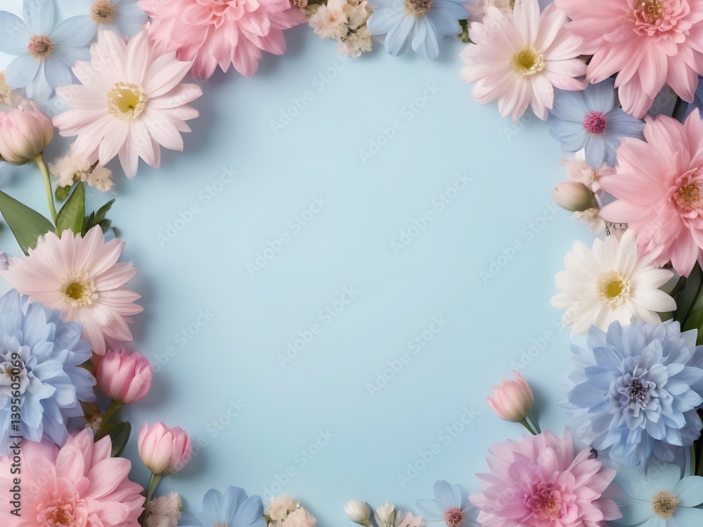 Beautiful Flower Border Frame Background with Blank Center Space for Text Beautiful Flower Border Frame Background with Blank Center Space for Text