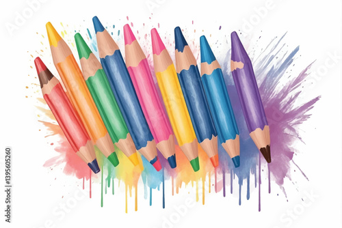 Photo grunge hand drawn colorful scribble wax pastel, rainbow crayon isolated on white, clipping path
