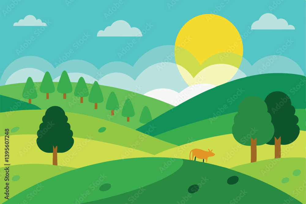 Fototapeta premium summer landscape with trees