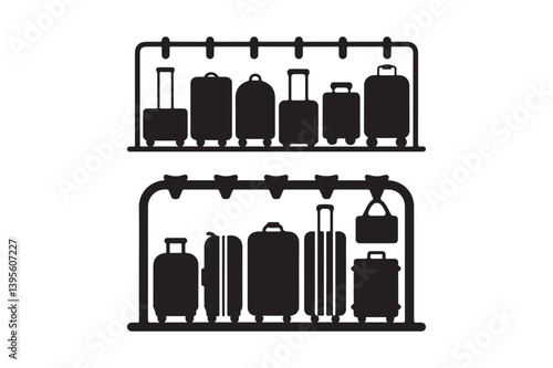 Luggage Icon Set Suitcase and Travel Bag Vector Symbols for Tourism, Airport, and Storage Concepts