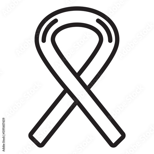 Awareness ribbon icon outline collection in black and on white background