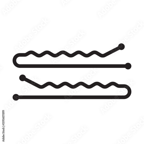 bobby pins icon outline collection in black and on white background