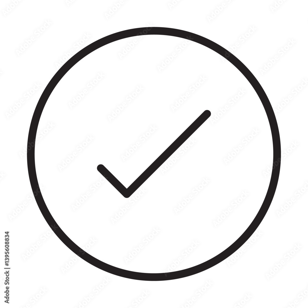 Check sign icon outline collection in black and on white background Check sign icon outline collection in black and on white background