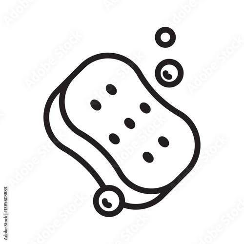Cleaning sponge icon outline collection in black and on white background