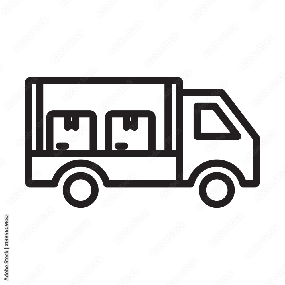delivery truck icon outline collection in black and on white background delivery truck icon outline collection in black and on white background