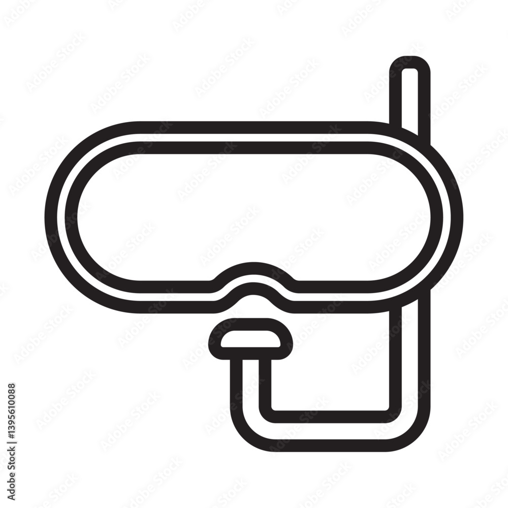 Diving mask icon outline collection in black and on white background Diving mask icon outline collection in black and on white background