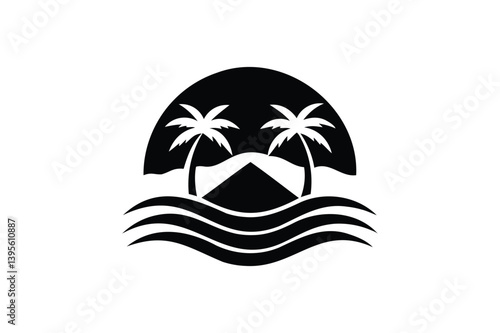 Resort logo icon silhouette on white background