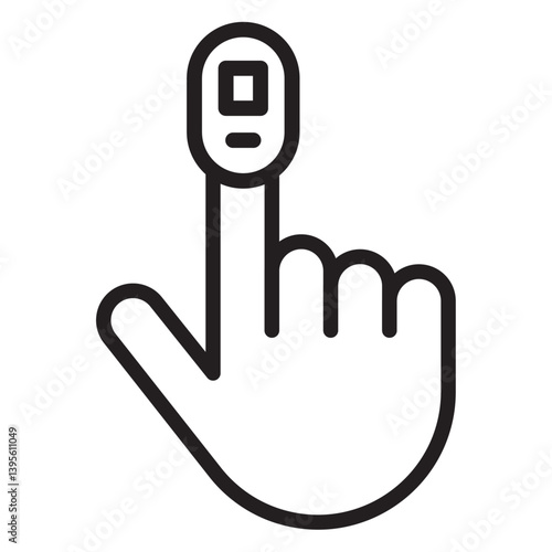 Fingertip pulse oximeter icon outline collection in black and on white background
