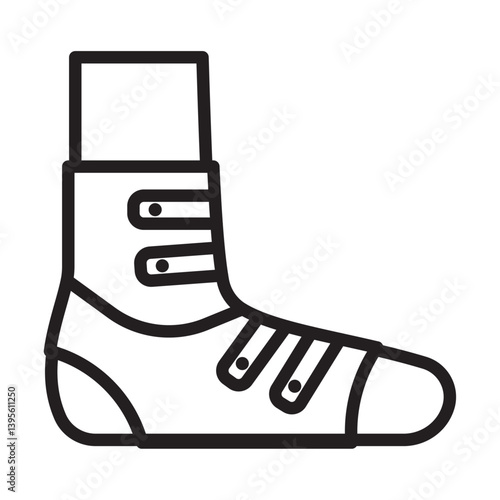 Foot splint icon outline collection in black and on white background