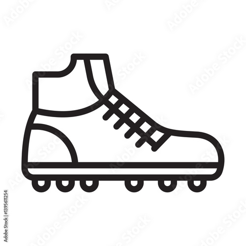 football soccer shoes icon outline collection in black and on white background