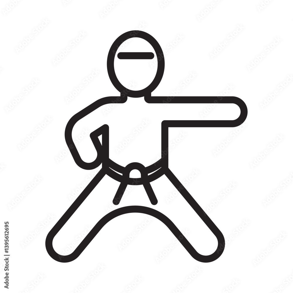 karate icon outline collection in black and on white background karate icon outline collection in black and on white background