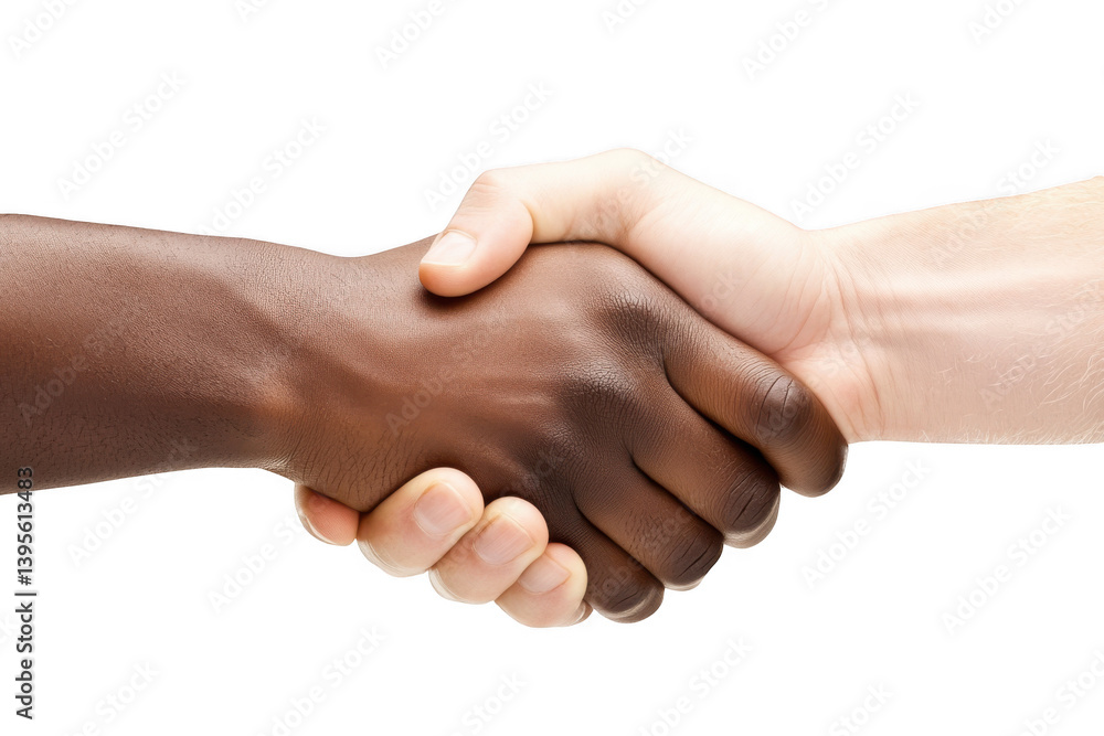 A handshake between two hands with different skin complexion tone on transparent background A handshake between two hands with different skin complexion tone on transparent background