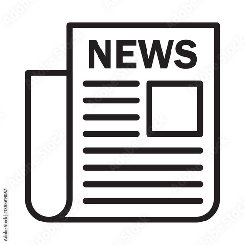 Newspaper icon outline collection in black and on white background