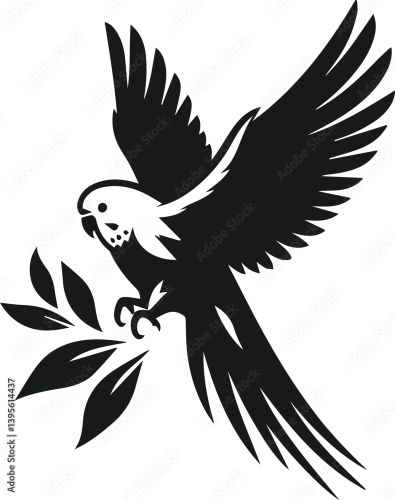 Obraz premium Budgerigar bird silhouette vector