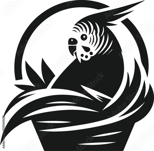 Budgerigar bird silhouette vector