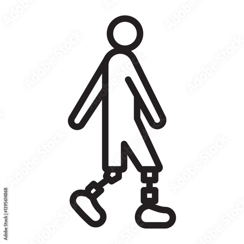 Prosthetic leg icon outline collection in black and on white background