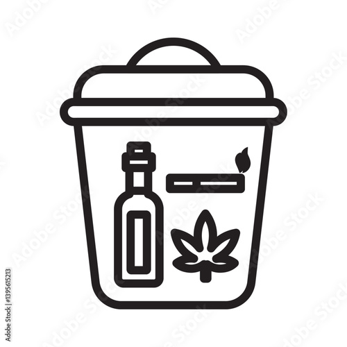 Quitting bad habits icon outline collection in black and on white background